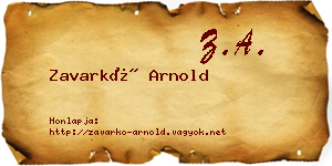 Zavarkó Arnold névjegykártya