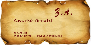 Zavarkó Arnold névjegykártya